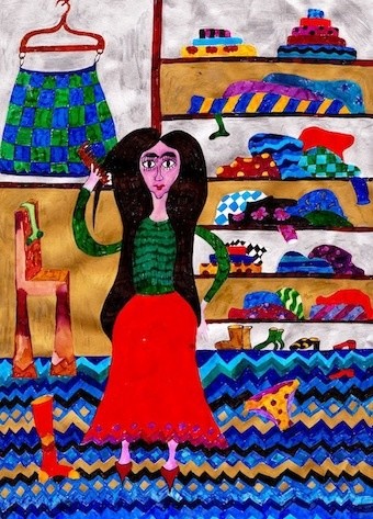 Картина под названием "Abla is getting dre…" - Kata Keresztely, Подлинное произведение искусства, Масло
