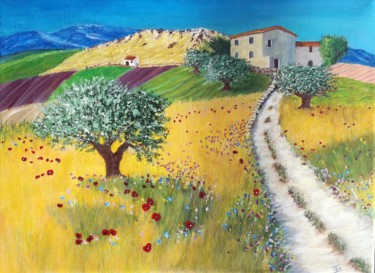 Painting titled "Provence dorée" by Kerman, Original Artwork, Oil
