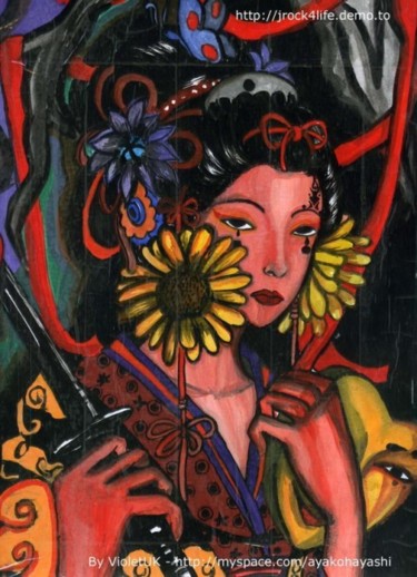 Painting titled "Japanese Woman" by Thuy Thanh Nguyen, Original Artwork