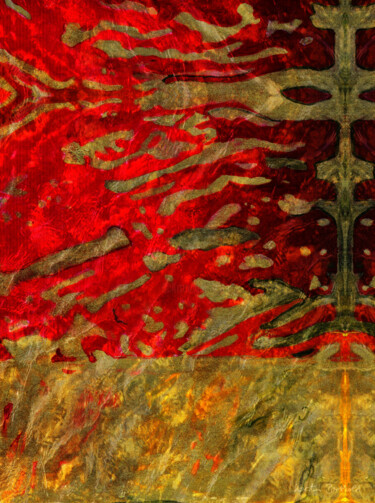 Digitale Kunst mit dem Titel "Rot-Gold1" von Kerstin Berthold, Original-Kunstwerk, Digitale Collage