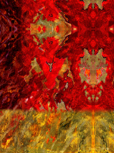 Digitale Kunst mit dem Titel "Rot-Gold 2" von Kerstin Berthold, Original-Kunstwerk, Digitale Collage