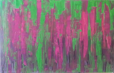 Malarstwo zatytułowany „purplegreen” autorstwa Kerstin Lansche, Oryginalna praca, Akryl Zamontowany na Drewniana rama noszy