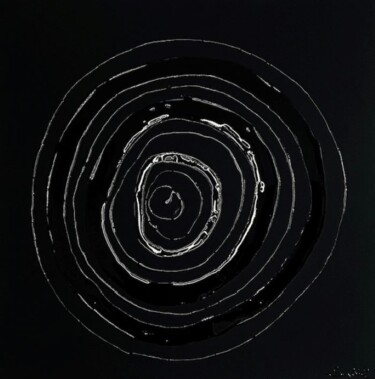Ζωγραφική με τίτλο "Black II" από Kerstin Sagebiel, Αυθεντικά έργα τέχνης, Ρητίνη Τοποθετήθηκε στο Ξύλινο φορείο σκελετό