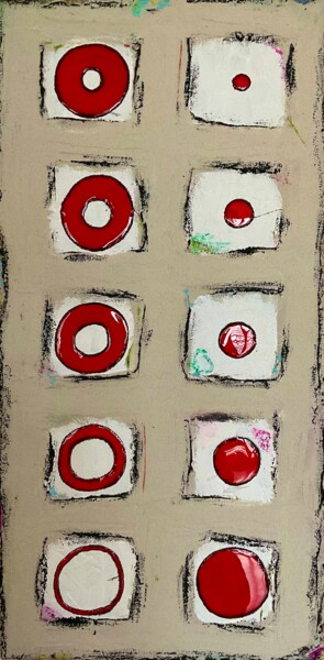 Ζωγραφική με τίτλο "Sketched Circles, R…" από Kerstin Sagebiel, Αυθεντικά έργα τέχνης, Ρητίνη Τοποθετήθηκε στο Ξύλινο φορείο…