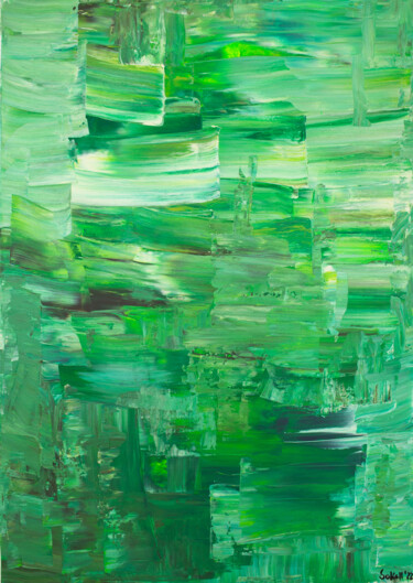 Painting titled "Green Waves" by Kerstin Sokoll, Original Artwork, Acrylic