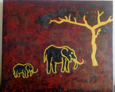 Peinture intitulée "Afrika roja" par Kertous Fifi, Œuvre d'art originale, Gouache
