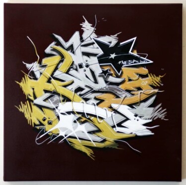 Pintura intitulada "GOLD lettre" por Kesa Graffiti, Obras de arte originais, Acrílico