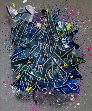 Schilderij getiteld "Grey1" door Kesa Graffiti, Origineel Kunstwerk, Acryl