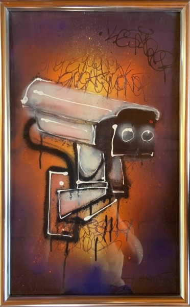 Painting titled "‘’Poukave’’" by Mickael Bereriche (KESMO), Original Artwork, Spray paint Mounted on Glass