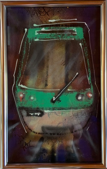 Painting titled "« Supo de Panam »" by Mickael Bereriche (KESMO), Original Artwork, Spray paint Mounted on Glass