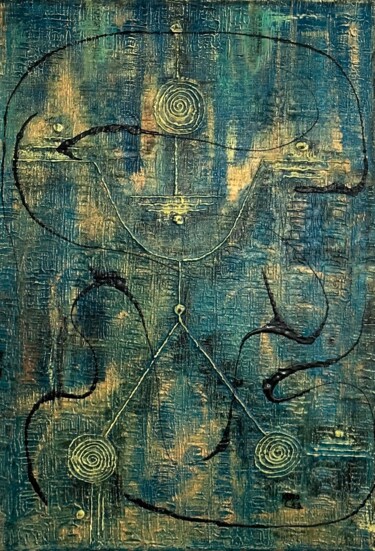 Pintura intitulada "L'intrus" por Kesso, Obras de arte originais, Pintura de vitral Montado em Armação em madeira