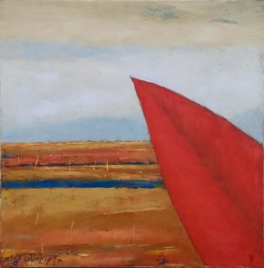 Painting titled "Landscape With A Re…" by Kestutis Jauniskis, Original Artwork, Oil