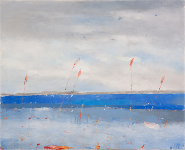 Painting titled "Calm Day At The Sea…" by Kestutis Jauniskis, Original Artwork, Oil