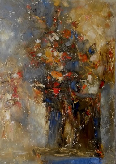 Картина под названием "Flowers" - Kestutis Jauniskis, Подлинное произведение искусства, Масло