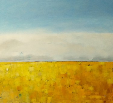 Painting titled "Spring Fields 1" by Kestutis Jauniskis, Original Artwork, Oil