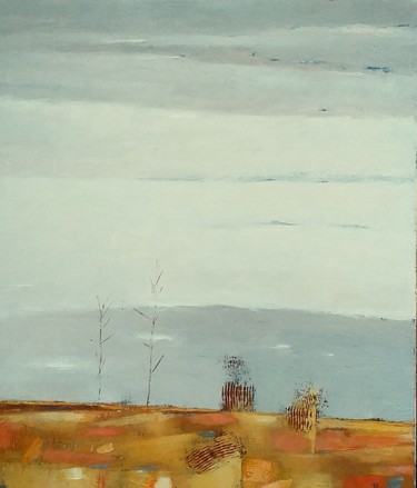 Painting titled "Landscape With Trees" by Kestutis Jauniskis, Original Artwork, Oil