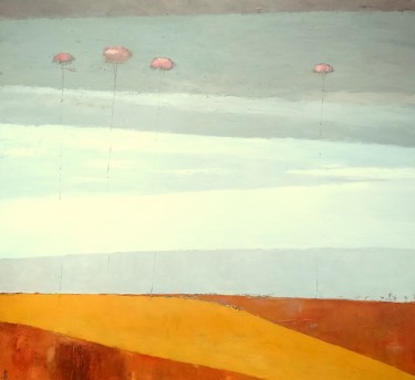 Картина под названием "Fields In Autumn 3" - Kestutis Jauniskis, Подлинное произведение искусства, Масло