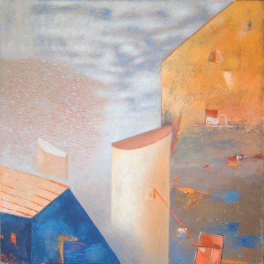 Painting titled "Architectural form" by Kestutis Jauniskis, Original Artwork, Oil