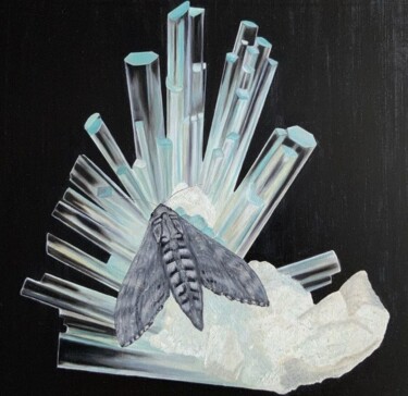 Картина под названием "Butterfly on crysta…" - Ketrin Trinity, Подлинное произведение искусства, Масло