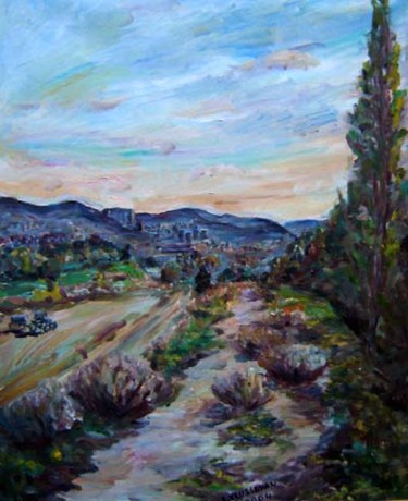 Peinture intitulée "la chemine de terre" par Robert Keusseyan, Œuvre d'art originale, Huile