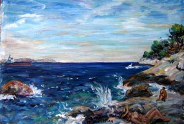 Peinture intitulée "au bord de Marseille" par Robert Keusseyan, Œuvre d'art originale, Huile
