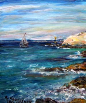 Peinture intitulée "dans les vagues" par Robert Keusseyan, Œuvre d'art originale, Huile