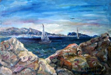 Peinture intitulée "navire" par Robert Keusseyan, Œuvre d'art originale, Huile