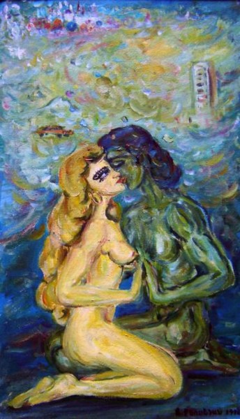 Peinture intitulée "les amoureux" par Robert Keusseyan, Œuvre d'art originale, Huile