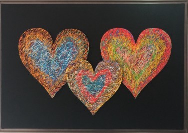 Peinture intitulée "3 heart" par Kapiano, Œuvre d'art originale