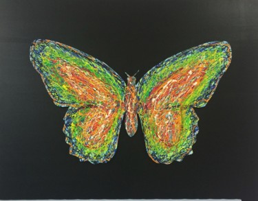 Painting titled "green-butterfly" by Kapiano, Original Artwork