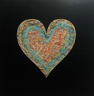 Painting titled "happy-heart" by Kapiano, Original Artwork, Aluminium