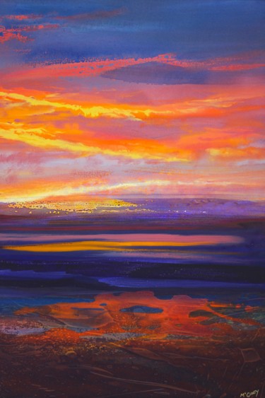 Painting titled "SUNSET SKY, RIGG BAY" by Kevan Mcginty, Original Artwork, Acrylic