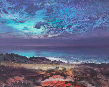 Painting titled "PREDAWN BEACH" by Kevan Mcginty, Original Artwork, Acrylic Mounted on Wood Stretcher frame