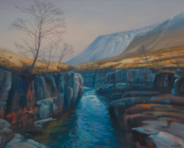 Painting titled "WINTER GORGE, ETIVE" by Kevan Mcginty, Original Artwork, Acrylic Mounted on Wood Stretcher frame