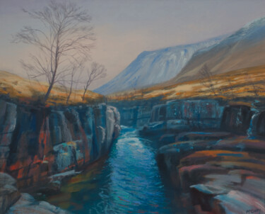 Peinture intitulée "WINTER GORGE, ETIVE" par Kevan Mcginty, Œuvre d'art originale, Acrylique Monté sur Châssis en bois