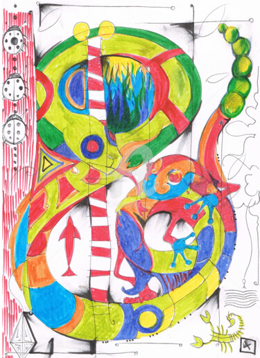 Σχέδιο με τίτλο "" symbolisms "" από Foe' Z, Αυθεντικά έργα τέχνης, Μαρκαδόρος