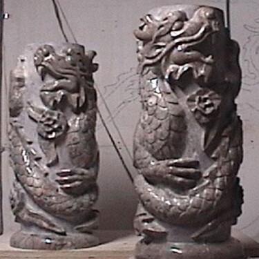 Sculpture titled "dragon pedestals,…" by Kevin Butler, Original Artwork