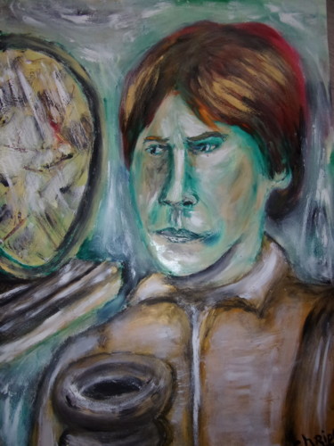 Peinture intitulée "jeune homme au miro…" par Kevin Chripko, Œuvre d'art originale, Huile