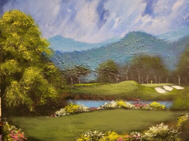 Painting titled "Mountain Golf" by Kevin Christopher, Original Artwork, Acrylic