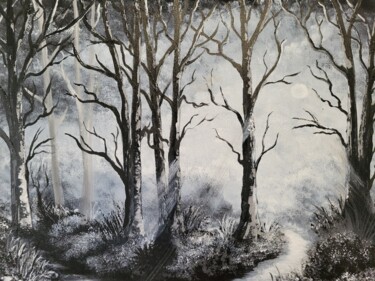 Peinture intitulée "Forêt au clair de l…" par Kevin Christopher, Œuvre d'art originale, Acrylique