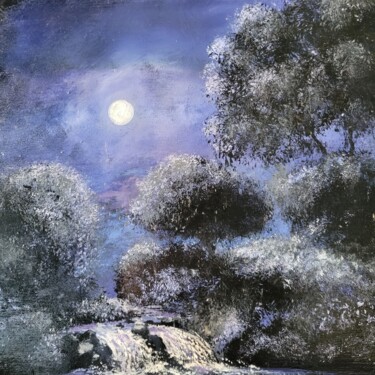 Painting titled "Moon Glow" by Kevin Christopher, Original Artwork, Acrylic