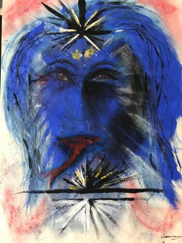 Pittura intitolato "Shiva christique" da Kevin Germain, Opera d'arte originale, Gesso