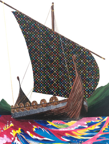 Drakkar Viking LV Peinture intitulée "Drakkar Viking LV" par Kevin Guelle, Œuvre d'art originale, Acrylique