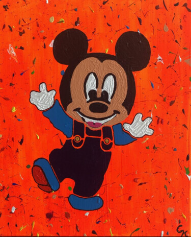 Peinture intitulée "Mickey enfant sur f…" par Kevin Guelle, Œuvre d'art originale, Acrylique