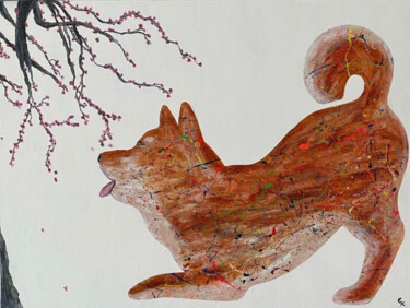 Peinture intitulée "Shiba Inu" par Kevin Guelle, Œuvre d'art originale, Acrylique