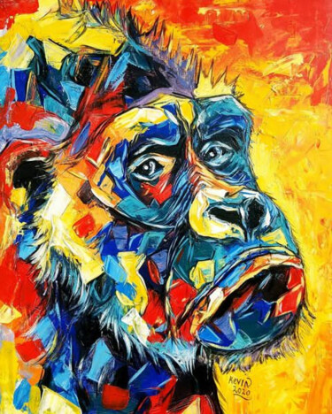 Painting titled "Gorilla" by Kevin Jjagwe, Original Artwork, Acrylic