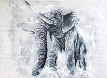 Painting titled "African elephant pa…" by Kevin Jjagwe, Original Artwork, Acrylic