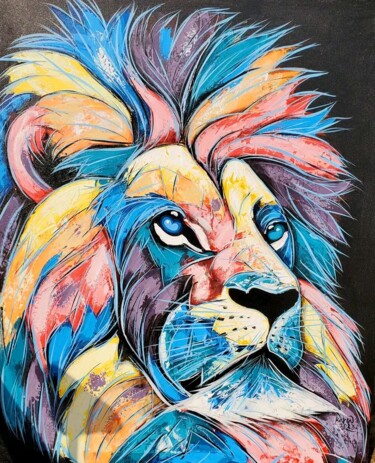 Pintura titulada "Lion king" por Kevin Jjagwe, Obra de arte original, Acrílico