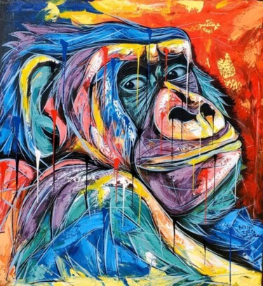 Peinture intitulée "Gorilla portrait" par Kevin Jjagwe, Œuvre d'art originale, Acrylique