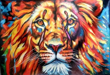 Painting titled "The fearless Simba" by Kevin Jjagwe, Original Artwork, Acrylic